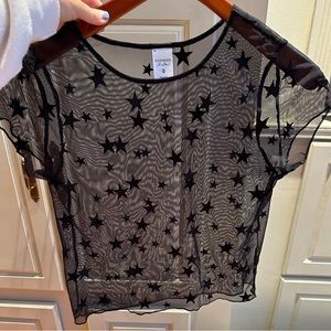 Express Black Sheer Top w/ Star Pattern Size M